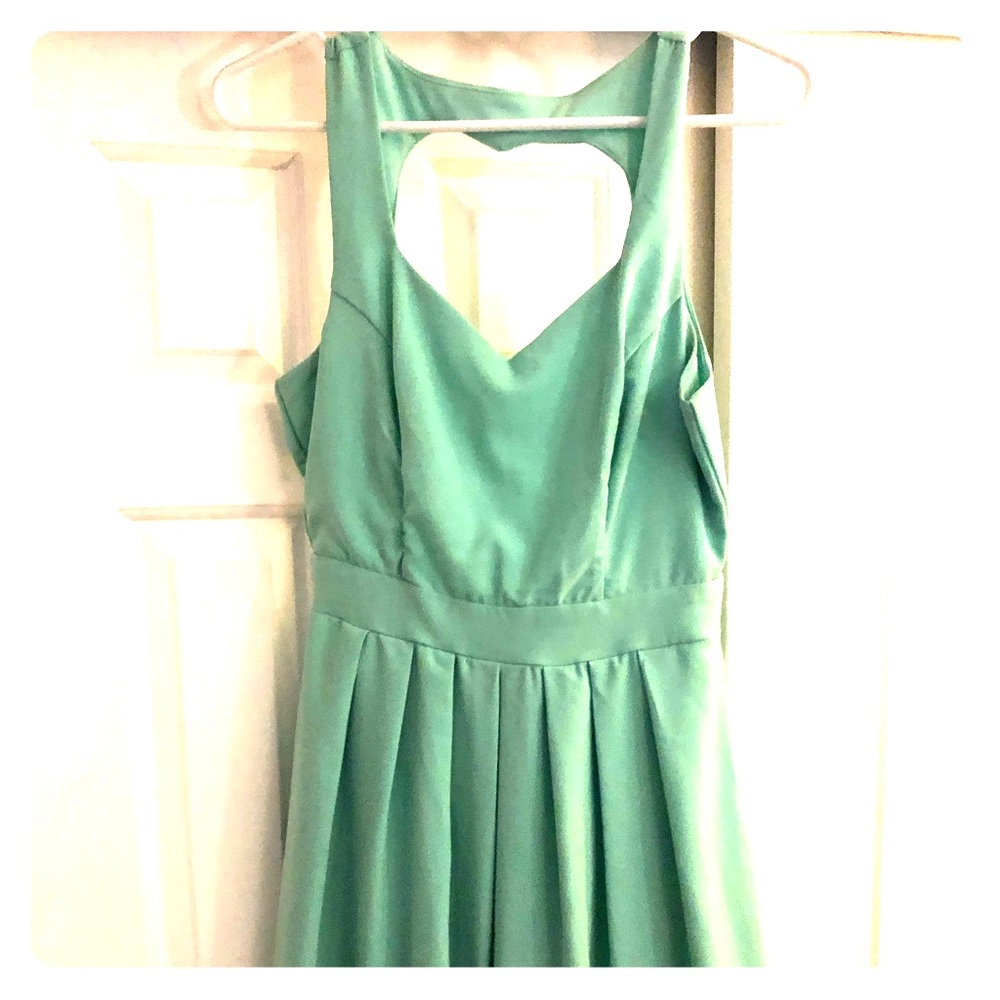 Mint green skater dress with heart cut out